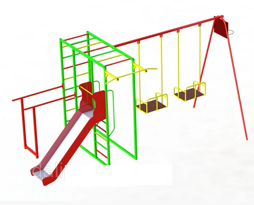Комплекс спортивно-игровой Dali-811-1 зеленый с горкой и качелями