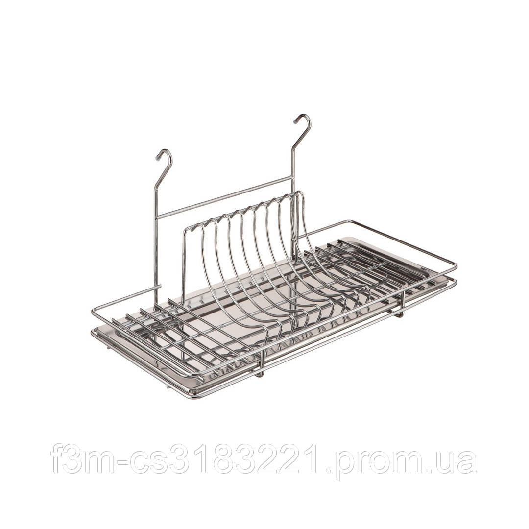 Полиця - Сушіння (на рейлінг Ø 16 мм) F3M: L=700 мм, для чашок, тарілок, з піддоном з нержавіючої сталі (1336), колір хром