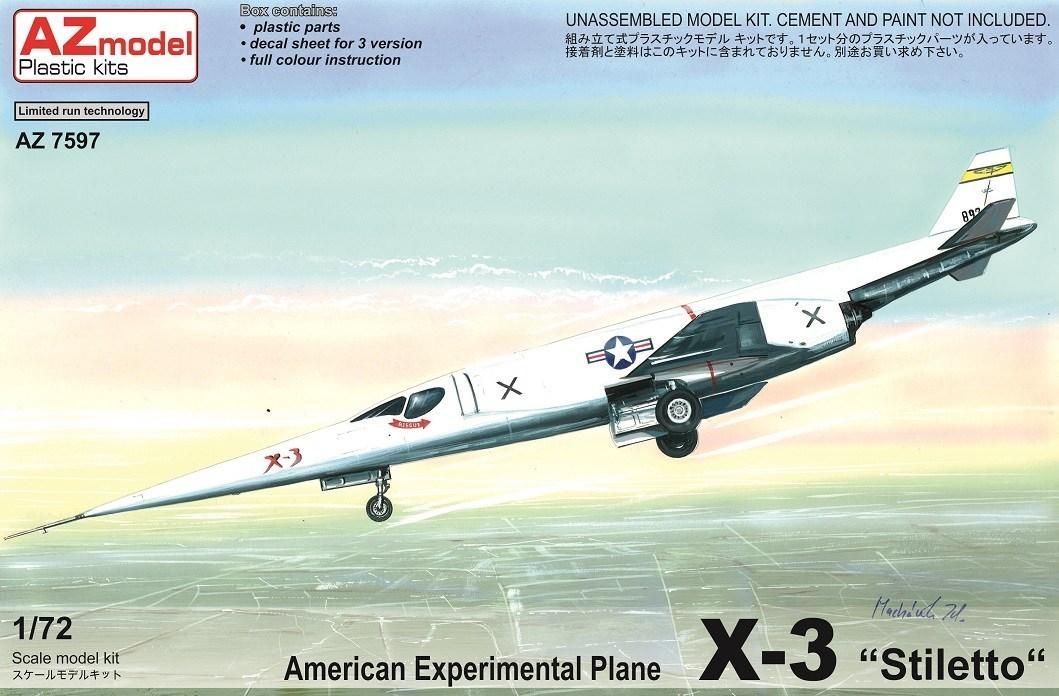Пластикова модель 1/72 AZ model 7597 американський експериментальний реактивний літак F-3 Stilleto in service, фото 1