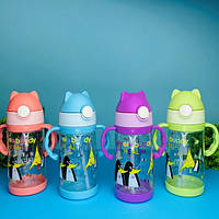 Дитяча пляшка для води з трубочкою Пінгвін 430 мл
