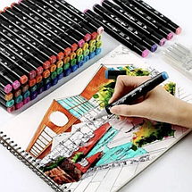 Набір двосторонніх маркерів для малювання і скетчинга Touch на спиртовій основі 36 штук, фото 4