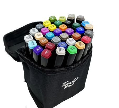 Набір двосторонніх маркерів для малювання і скетчинга Touch на спиртовій основі 36 штук, фото 1