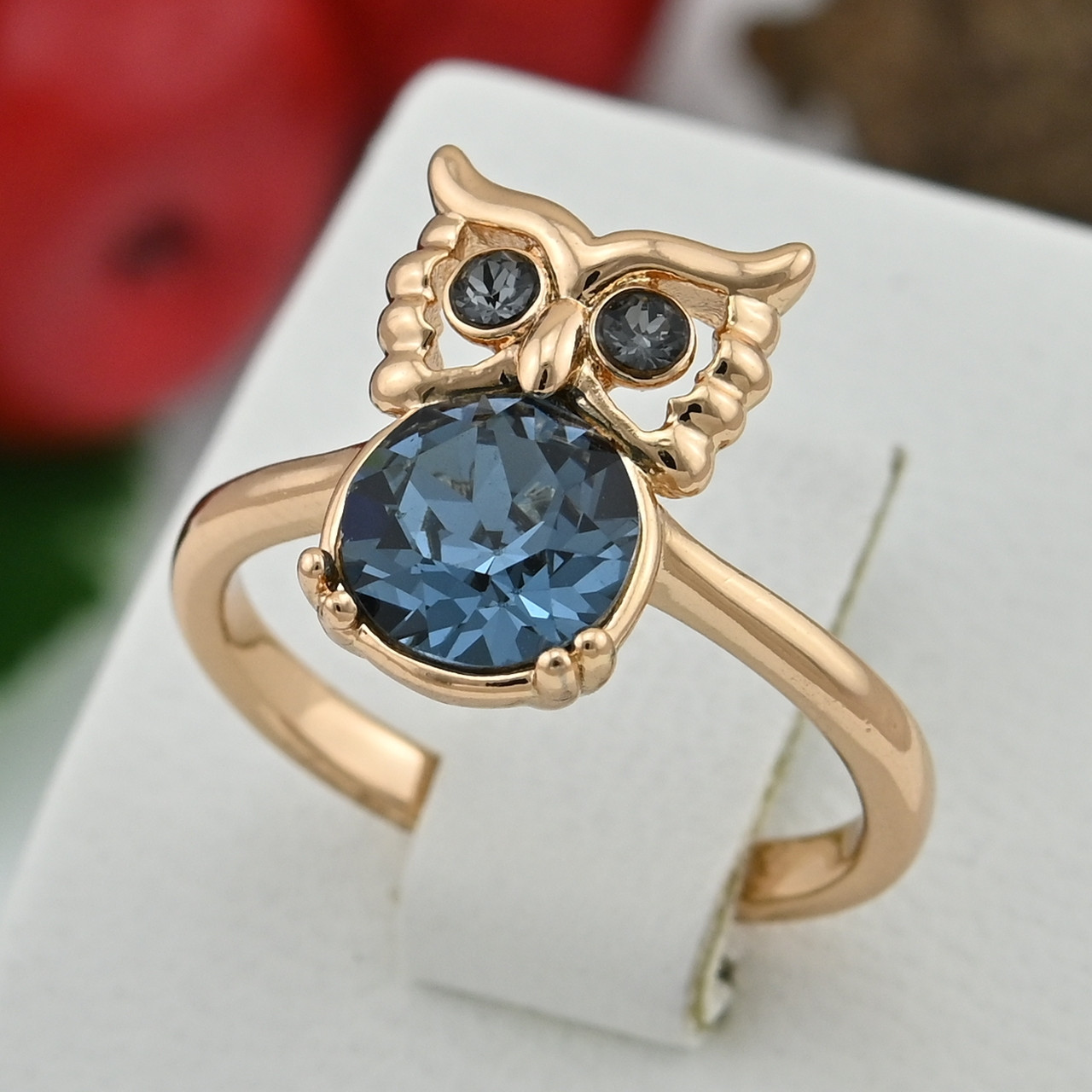 Каблучка Xuping з кристалами Swarovski 83223 розмір 17 ширина 13 мм вага 2.9 р фіаніти колір джинсовий синій