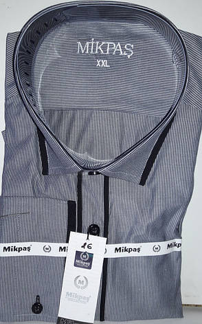Сорочка чоловіча Mikpas vd-0026 сіра в смужку приталені комбінована Туреччина з довгим рукавом, фото 1