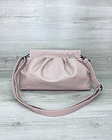 Сумочка пельмень бледно-розового пудрового цвета дамская розовая женская сумка клатч кросс боди через плечо
