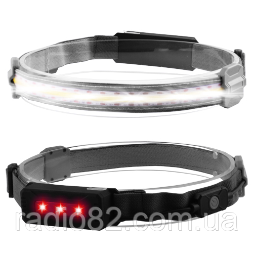 Налобний ліхтар Stripe Ultra bright YD-33, 37SMD (white) + 3SMD (red), ЗУ micro USB, акум