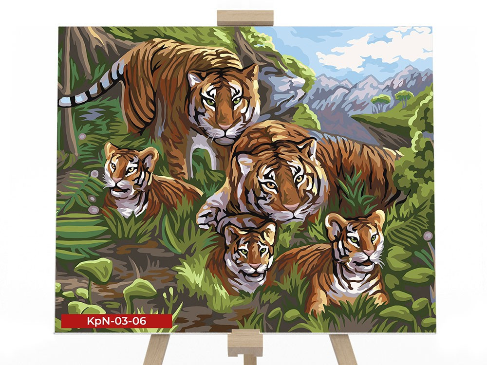 Картина за номерами Сім'я тигрів KpNe-03-06 Danko toys 30 * 40 см набір для розпису фарби пензлик для дітей без коробки