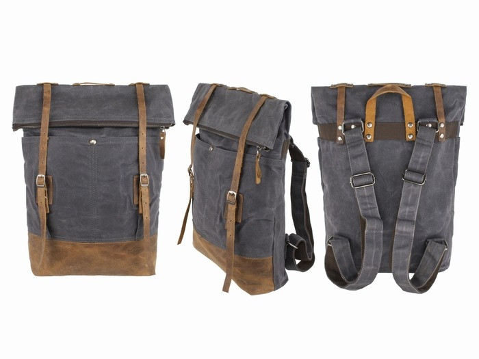 Рюкзак міський стильний котон зі шкірою, фото 1