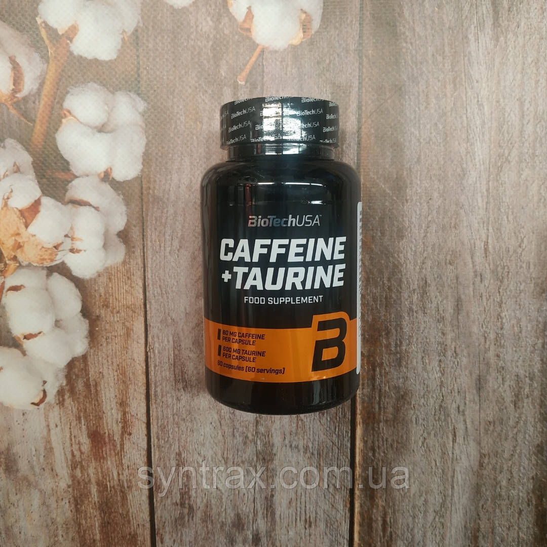 BiotechUSA Caffeine + Taurine 60 caps, кофеїн таурин