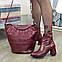 Сумка жіноча бордова комбінована ТМ "Vasha Para". Натуральна шкіра та шкіра пітон, фото 9