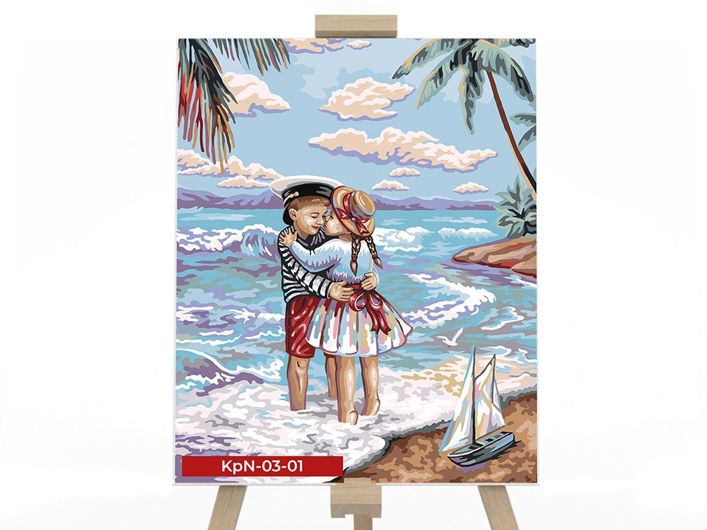 Картина за номерами Діти та море KpNe-03-01 Danko toys 30*40 см набір для розпису заготівля фарби пензлик без коробки