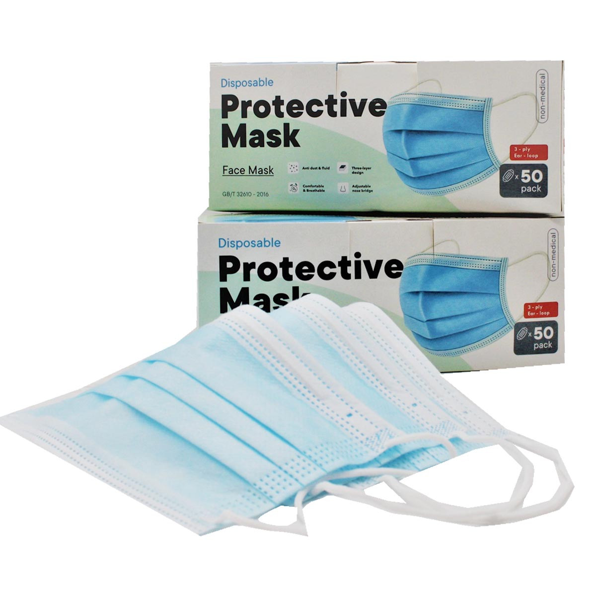 Маска медична тришарова в упак. 50 шт (без коробки)