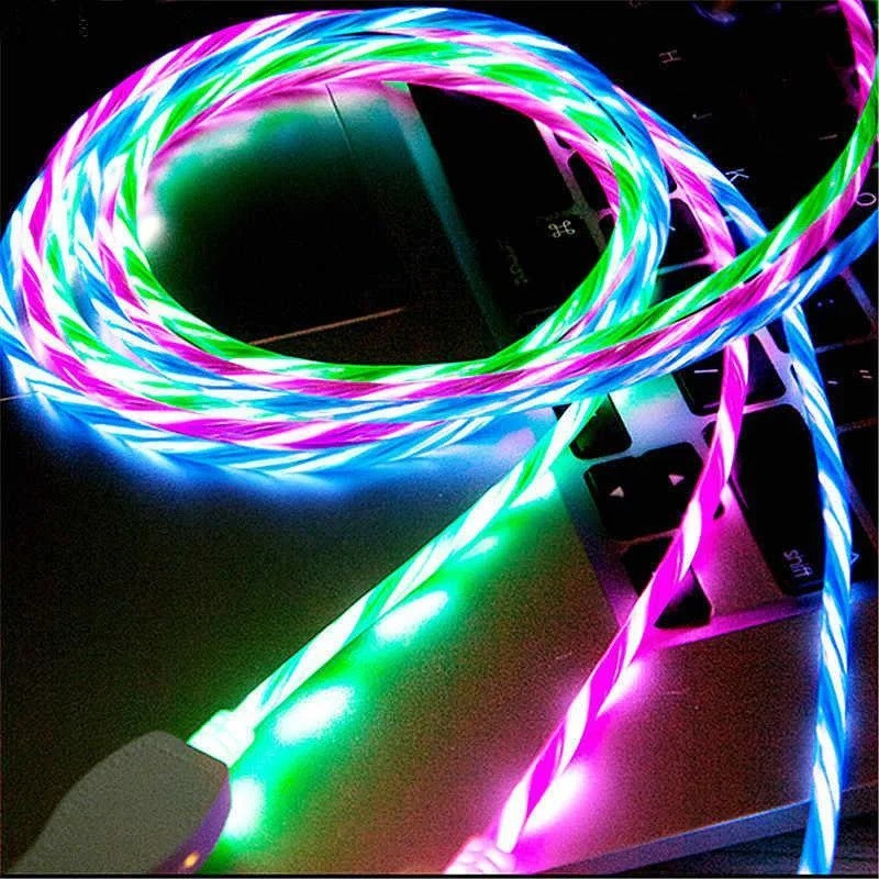 Кабель micro USB з неоновою підсвіткою 2 А, 1 м — висока якість — білий, фото 1