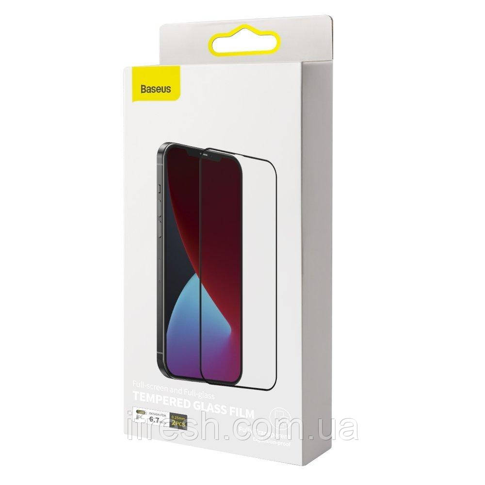 Захисне скло Baseus для iPhone 12 Pro Max (2 шт.) Full-screen, Black (SGAPIPH67N-KC01)