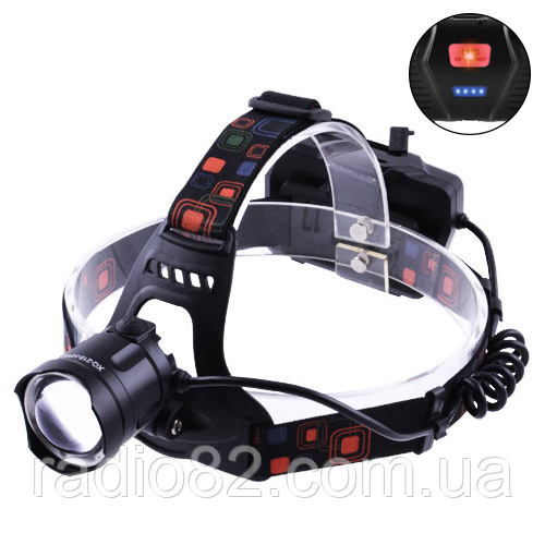 Налобний ліхтар Police XQ-218-HP50, ЗУ micro USB, 3x18650, power bank, signal light, zoom, індикація