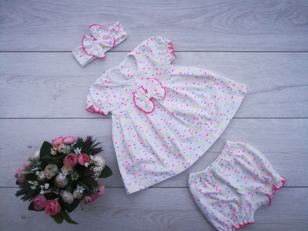 Дитяче плаття "Амелі" (+пов'язка та трусики) зріст 74-80 см, фото 1