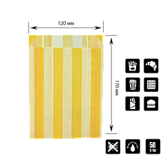 Паперовий пакет «Жовті смужки» білий жиростійкий 170х120х50 мм (3708)