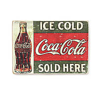 Деревянный постер "Ice cold Coca-Cola sold here"