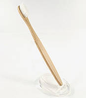 Зубна щітка бамбукова з плоскою ручкою Біла