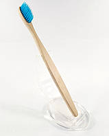 Зубна щітка бамбукова з плоскою ручкою Блакитна