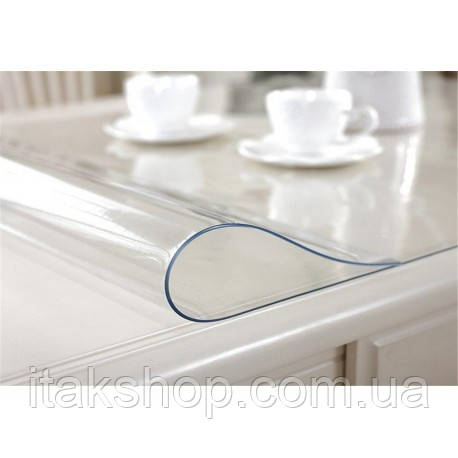 Скатертина м'яке силіконове скло захист для столу і меблів Soft Glass (1.2х1.4м) товщина 1.5 мм Прозора