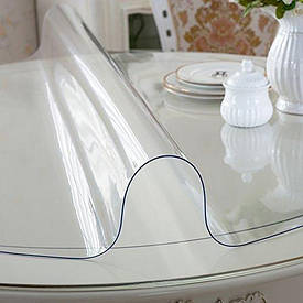 Скатертина м'яке силіконове скло захист для столу і меблів Soft Glass (1.3х1.4м) товщина 1.5 мм Прозора
