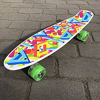 Пенни Борд Белый Скейт со светящимися колесами Детский Скетборд Best Board Р 10765