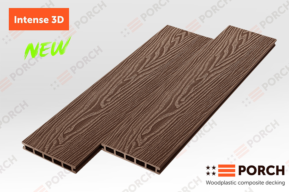 Терасна дошка Porch Intense Coffee 3D 3000x150x24 двосторонній декор, композитна, дерево-полімерна дошка