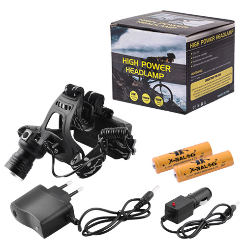 Налобний ліхтар Police 5836-T6, ЗУ 220V/12V, 2x18650, signal light, zoom