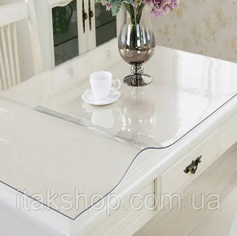 Скатертина м'яке силіконове скло захист для столу і меблів Soft Glass (2.2х1.4м) товщина 1.5 мм Прозора