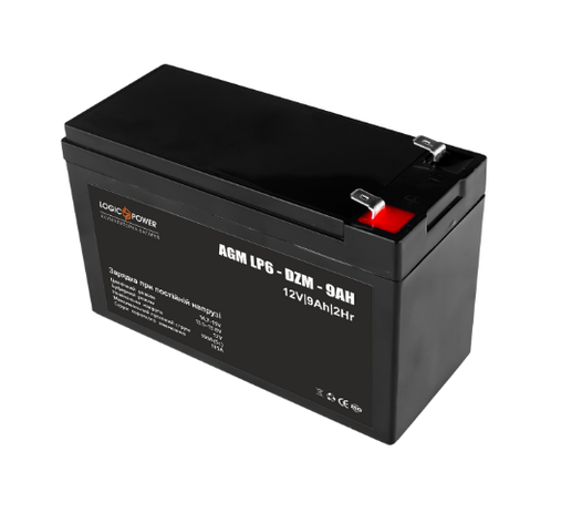 LogicPower LP 6-DZM-9-12В — 9 А/год тяговий акумулятор — для електровелосипеда, фото 1