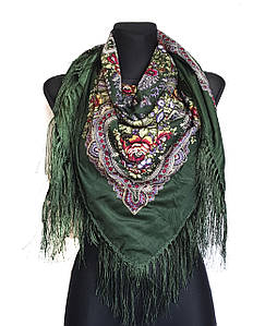 Хустка жіноча українська з тороками народний мотив Оксана зелена