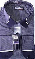 Рубашка мужская Franco Manuti vd-0038 чёрная приталенная комбинированная в мелкую клетку с длинным рукавом
