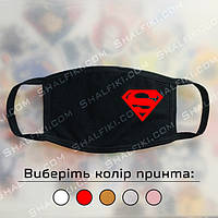 "Знак Супермен" черная защитная маска с принтом - ВЫБЕРИТЕ ЦВЕТ
