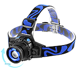 Налобний ліхтар Police W001-XPE, ЗУ 220V/12V, вбудований акумулятор, zoom, фото 4