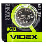 Батарейка алкалінова Videx AG12 LR43 LR1142 Лужна Блістер 10 шт., фото 2