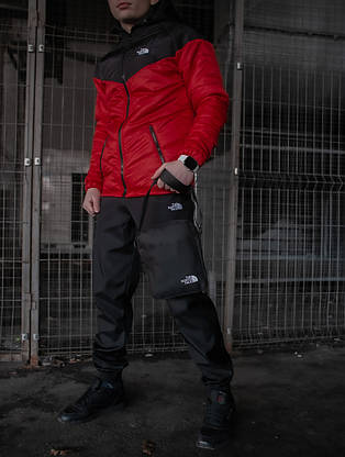 Костюм чоловічий The North Face Вітрівка червона - чорна+Штани чорні+ Барсетка TNF, фото 2