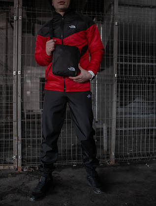 Костюм чоловічий The North Face Вітрівка червона - чорна+Штани чорні+ Барсетка TNF, фото 3