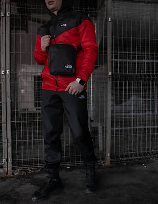 Костюм чоловічий The North Face Вітрівка червона - чорна+Штани чорні+ Барсетка TNF, фото 2