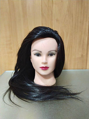 Навчальна голова-манекен, термостіка, 70% натурального волосся, 519-В, фото 2