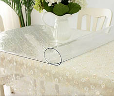 Мягкое гибкое стекло на стол Силиконовая скатерть Soft Glass (1.8х1.4м) толщина 1.5 мм Прозрачная