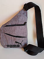Мужская сумка слинг через спину с принтом из плотной плащевки графит меланж. Серый