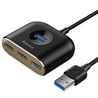 Мультипортовый адаптер USB Хаб Baseus Square Round 3USB 2.0 + 1USB 3.0 CAHUB-AY01 Black