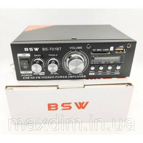 Підсилювач-стерео - BSW BS-701BT-Bluetooth-120W+120W - 2х канальний + Пульт.