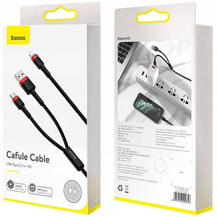 Кабель Baseus Cafule Cable USB to Lightning\Type-C 18W 1m CATKLF-ELG1 Black-Red, фото 2