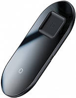 Беспроводное зарядное устройство Baseus Simple Crystal 2 in 1 (Phone + Pods) 18W WXJK-A01 Black