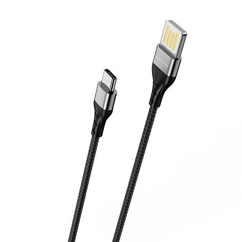 Кабель для зарядки телефона/ смартфона Borofone BU11 Tasteful USB - Type-C 3 А 1.2 м Чорний/ Сірий, фото 1