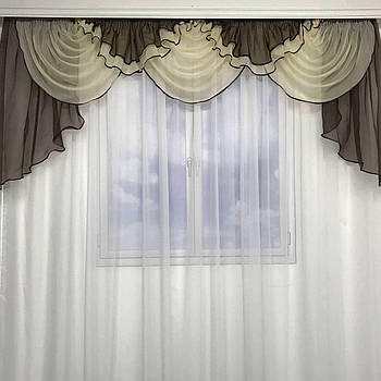 Ламбрекени в залу, ламбрекени на вікна, ламбрекени у вітальню Шоколад (L-K3-14)