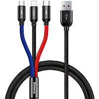 Кабель Baseus Three Primary Colors Cable USB to Lightning\MicroUSB\Type-C 3.5A 1.2m CAMLT-BSY01 Black