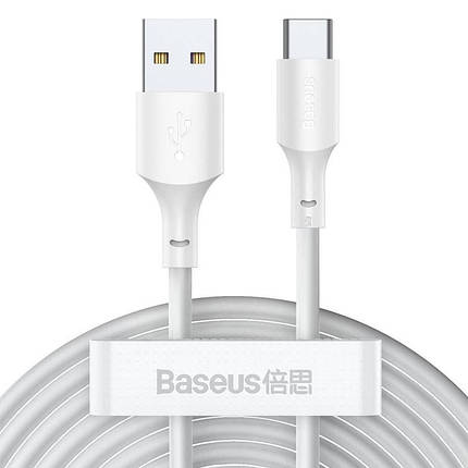 Кабель Baseus Simple Wisdom Cable USB to Type-C Kit 5A 1.5m 2PCS-Set TZCATZJ-02 White, фото 1